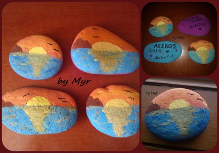 "Αέναο ηλιοβασίλεμα" - Ζωγραφική σε πέτρα